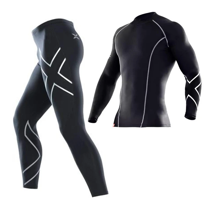 

2018 New Compression Men's Sport Suits Quick Dry Running sets Clothes Sports Joggers Training Gym Fitness Tracksuits Running Set