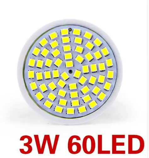 JIERWORLD E27 светодиодный лампы GU10 Лампа 220 V SMD 2835 MR16 48 60 80 светодиодный s теплый белый свет, переменный ток 220 V точечные светильники - Испускаемый цвет: 3W 60LEDs