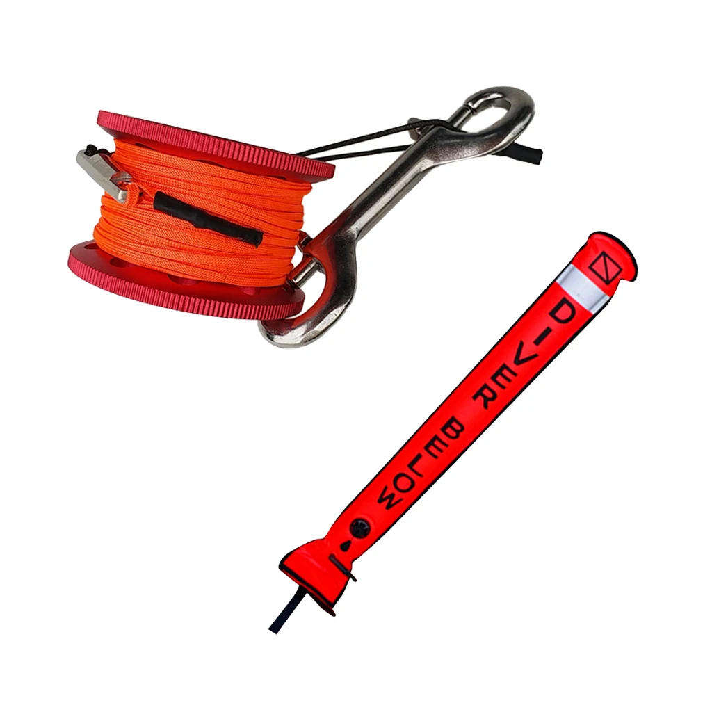 Scuba Diving SMB Surface Marker Buoy Signal Tube With Dive Reel Spool Dive Buoy Underwater Dive Gear Equipment Snorkeling Diver