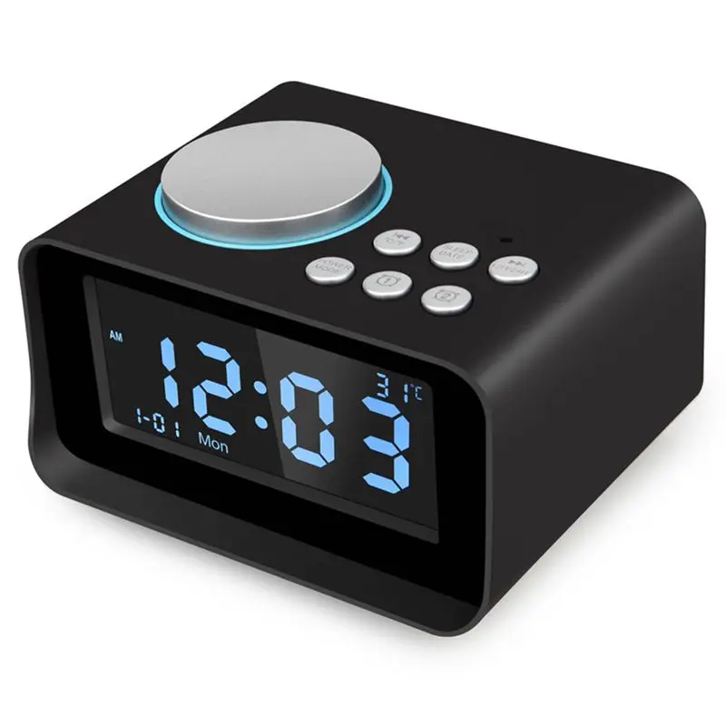 

Eu Plug Digital Alarm Clock, Bluetooth Speaker With Usb Charger, Fm Radio, Snooze, Aux Tf Card Play, Thermometer