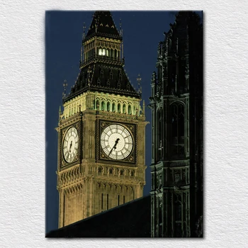 

Canvas print amazing photo art painting of Big Ben in the night as artwork printed on canvas to hang on room wall free shipping