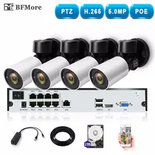 BFMore 4CH H.265 PTZ 5.0MP POE 4X Zoom NVR Kit CCTV System IP Camera Outdoor Video Security Surveillance Set Outdoor Waterproof