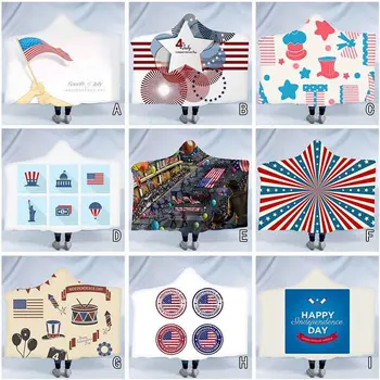 

American Independence Day Plush Hooded Warm Blanket Dressing Hooded Blanket psychedelic tapestry