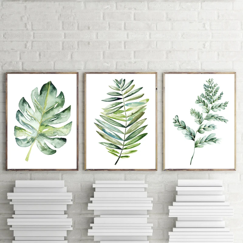 Leaves Wall Art,Modern Plant Print,watercolor Tropical Leaf, Botanical
