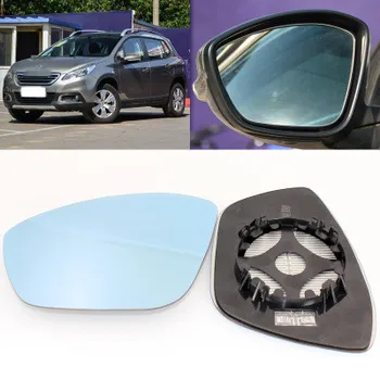 

For Peugeot 2008 2003-2020 Car Side View Door 2Pcs Wide-angle Rearview Mirror Blue Glass With Base Heated