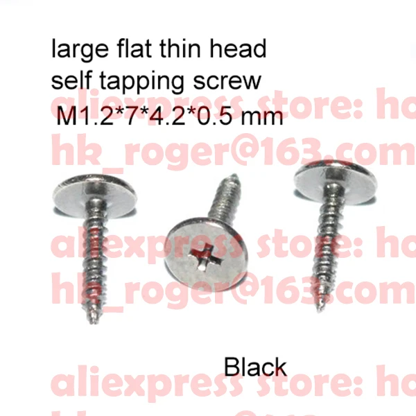 

Carbon steel M1.2x7x4.2x0.5 mm self tapping screw large head thin flat thin head electronic phone screw bolt thinner drive