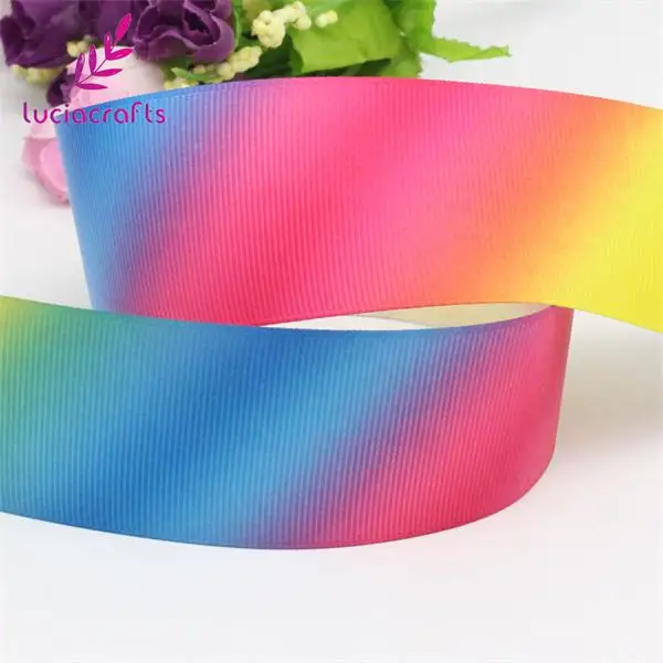 Распродажа Lucia crafts 10/20/40 мм градиентные цвета радуги печатных Grosgrain ленты DIY бант Головные уборы вечерние Декор материалы CS0306 - Цвет: 40mm 2y