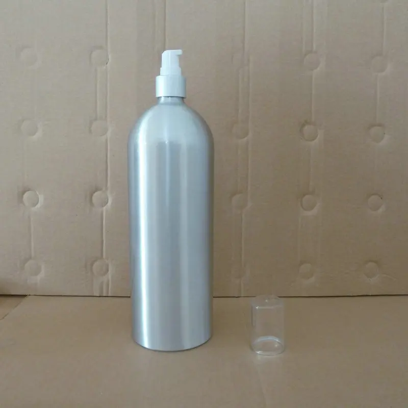 

1000 мл Алюминиевая Серебряная бутылка с насосом (белый пластик + Серебряный алюминий) для лосьона и эфирного масла. Упаковка крема для лосьона