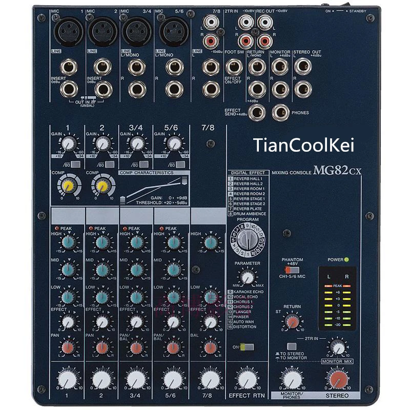 Профессиональный Сценический миксер TIANCO MG82CX 8CH DJ Миксер с фантомным питанием 48 В
