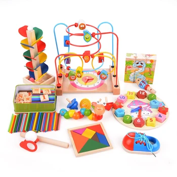 

14pc/set Montessori Multifunctional Math Operation and Drawing Box Children's Early Educational Learning Wooden Toys For Kids
