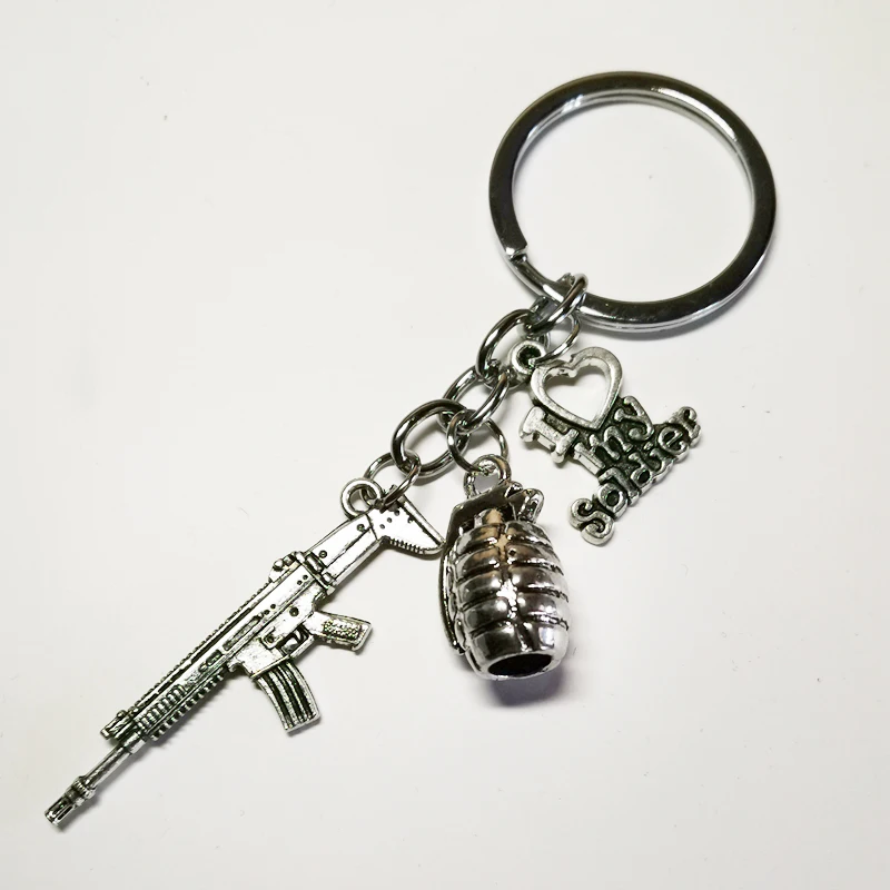 

New Assault Rifle Keychain Soldier Grenade Pendant Love My Soldier Key Ring Shooting Game Best Friend Gift Jewelry DIY Handmade