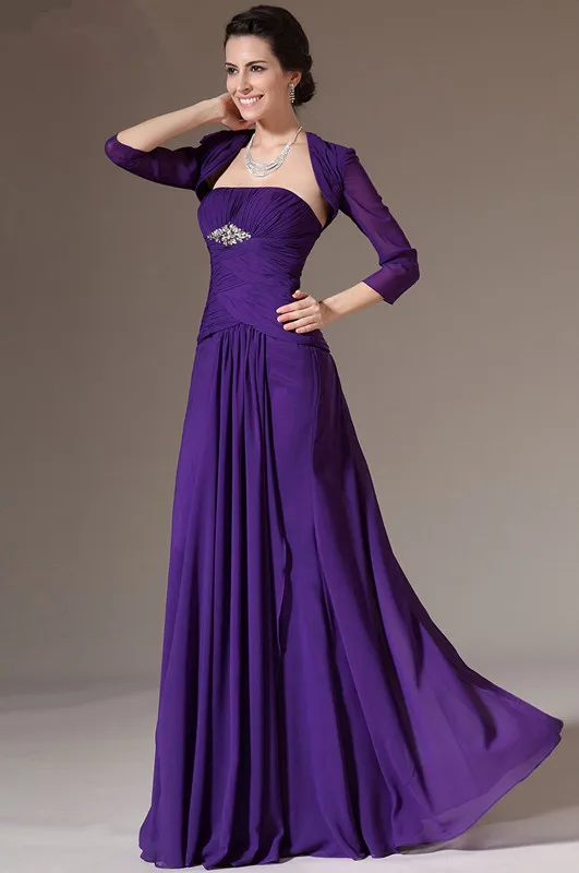 New-Mother-of-the-Bride-Dress-Strapless-A-line-2-Pieces-Purple-Chiffon-Formal-Evening-Gowns (3)