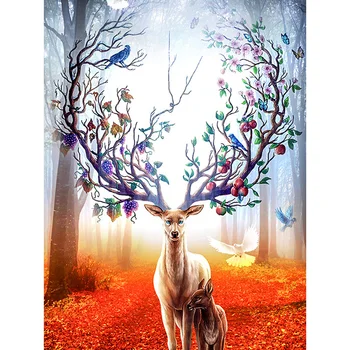 

5D DIY Diamond mosaic diamond embroidery Deer in the forest drinking water embroidered Cross Stitch Home decoration Gift