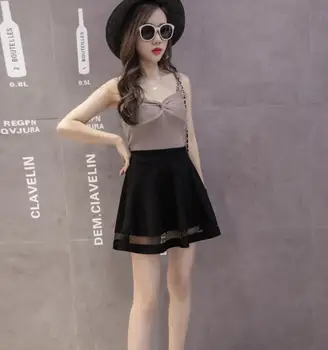 

Large size S-3XL Real shot 2018 summer new skirt Lap top pettiskirt Korean version A-Line skirt pleated skirt mesh skirt