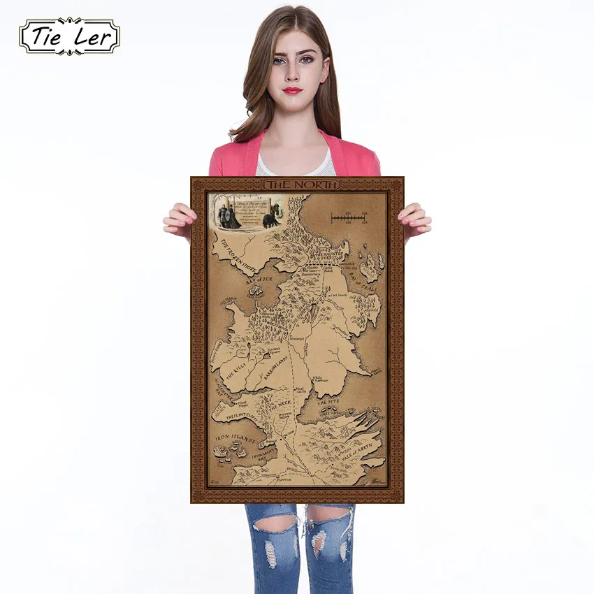 

Classic Movie Series Game of Thrones Movie Retro Map Kraft Paper Poster Decorative Painting Vintage Paper Wall Stickers