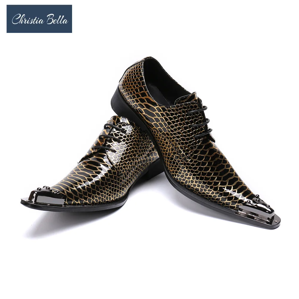 

Christia Bella Patent Leather Shoes Men Luxury Buisness Flats Glossy Dress Male Footwear Work Office Oxford Shoes for Men