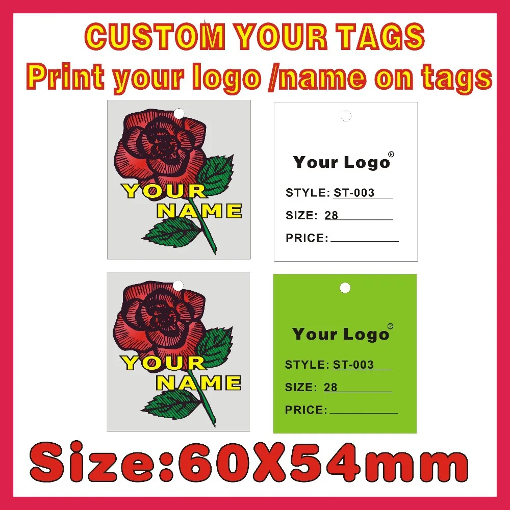 small roses tags custom 500PCS 300gsm Paper easy print your logo on Hang Tags Garment Price Labels A3 | Дом и сад