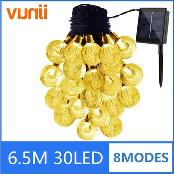 

Yunji 6.5m 30LED Solar Christmas Lights 8 Modes Waterproof Crystal Ball Solar Fairy String Lights for Outdoor Garden Party Decro