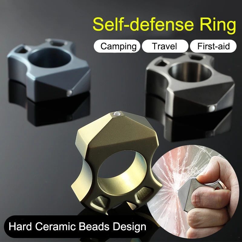 

New 2018 Outdoor Tactical Necklace Self-Defence Titanium Alloy Ring Finger Defense Ring Necklace Tool EDC Camping Equipment