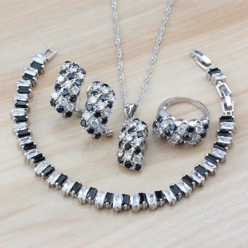 Эксклюзивные 925 серебряные ювелирные наборы для женщин, модный костюм с натуральным камнем, висячие клипсы, серьги/ожерелье/браслет/кольцо, наборы