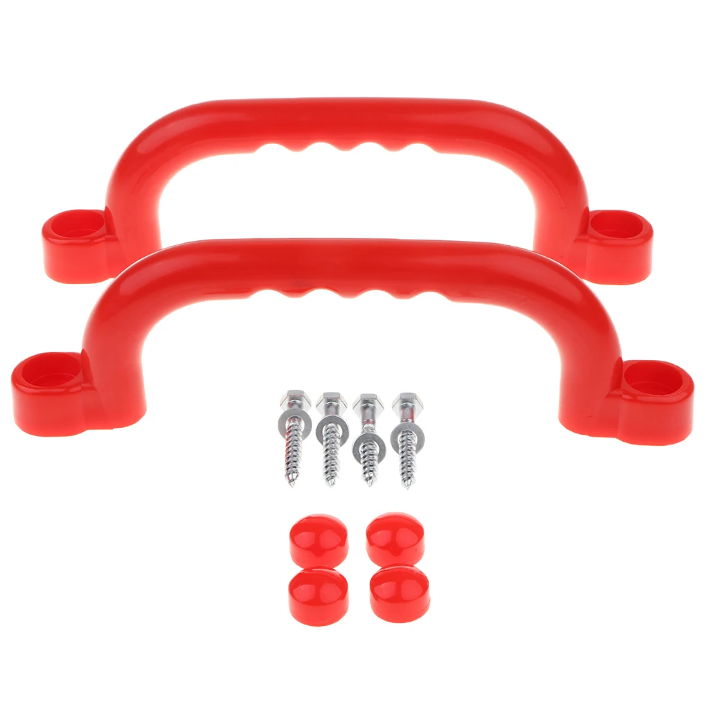 1 Pair Safety Nonslip Handle Mounting Hardware Screw Kits Playset Kids Garden Park Gymnastics Toy Red