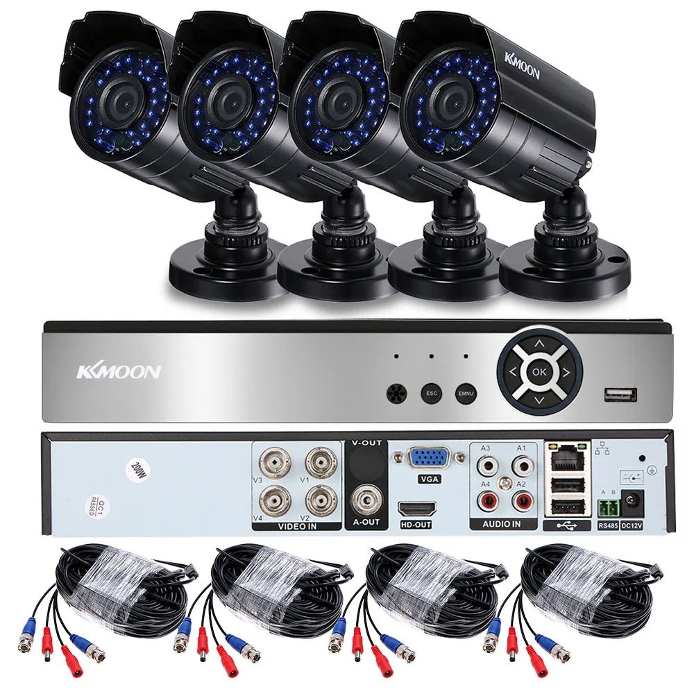 KKmoon 4CH 1080 P DVR 4 шт. 2.0MP AHD 1080 P Наружные камеры видеонаблюдения видео DVR комплекты системы видеонаблюдения Обнаружение движения