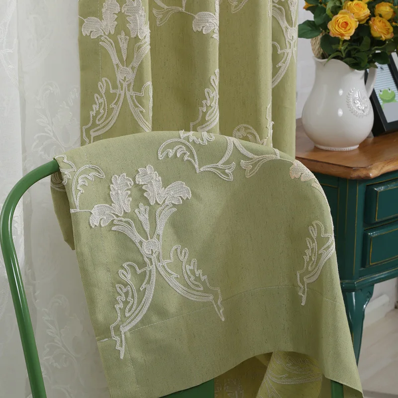 

Cotton and Hemp Curtain Fabric Embroidered Decoration Embroidered Simple European Style Curtains for Living Room and Bedroom