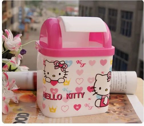 Hello kitty ведро для хранения стола квадратная коробка для салфеток Ведерко для мусора кухонный автомобильный держатель мешка для мусора миниатюрная мусорная корзина Автомобильный держатель для салфеток