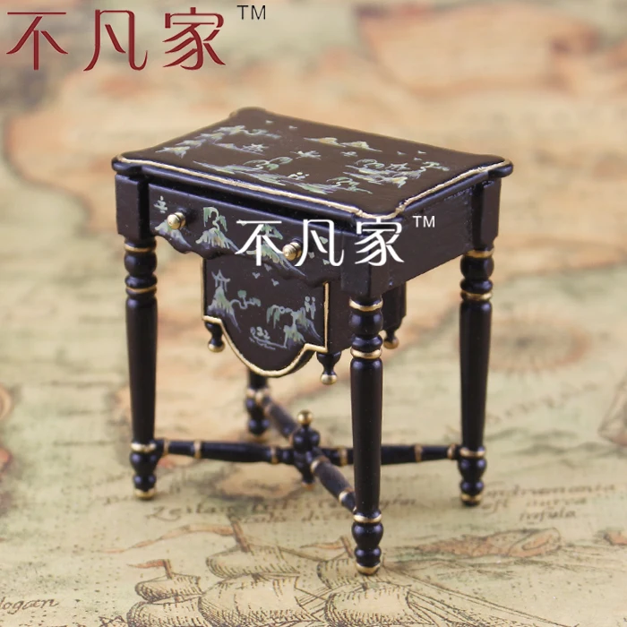 1/12 SCALE MINIATURE FURNITURE WELL MADE HANDCRAFTED CLASSICAL STYLE BLACK PAINTED TABLE