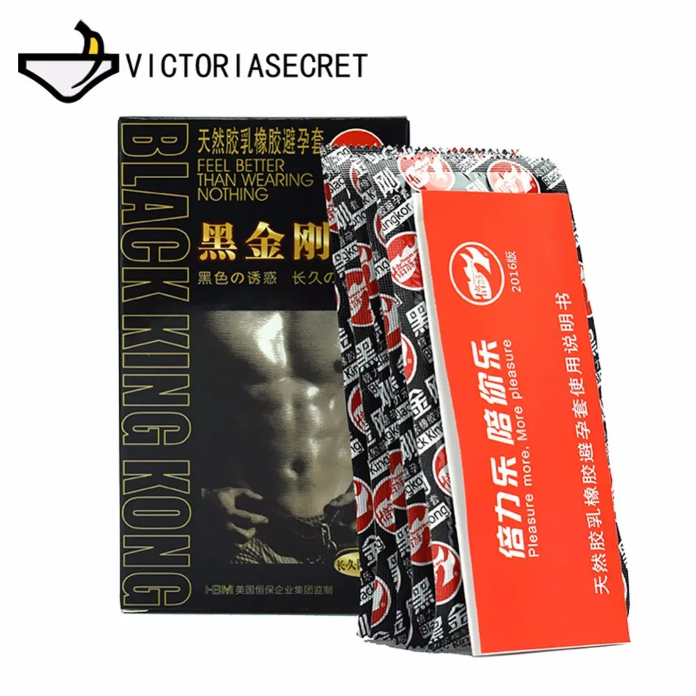 10 Pcs Black Condoms Slim Penis Sleeve Long Lasting Natural Latex Lubricated Condoms Men Contraception Sex Products Cock Ring