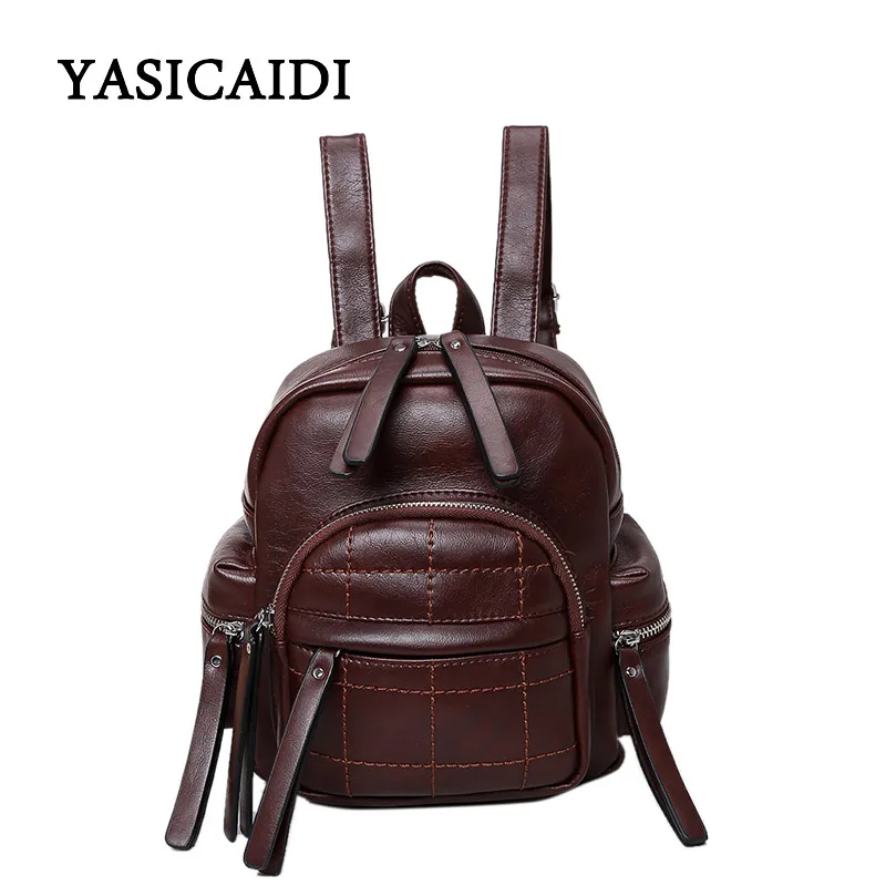 

Vintage Backpack Women Pu Leather School Bags For Teenage Girls Practical Functional Travel Female Backpack Soft Laptop Backpack