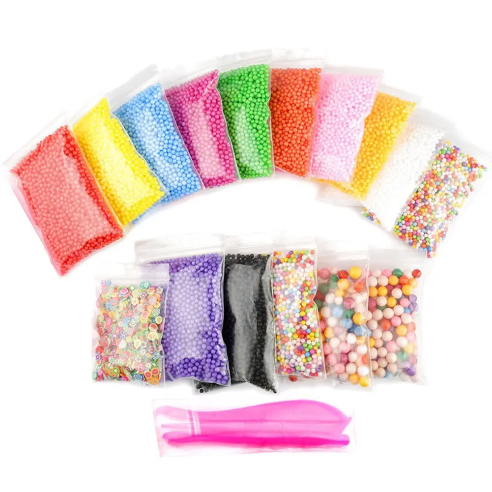 

15 Pack Colored Foam beads with Slime Tool Fruit Slice Art DIY Bubble balls Craft Kid Gifts Crystal Bottle Wedding Party Decor