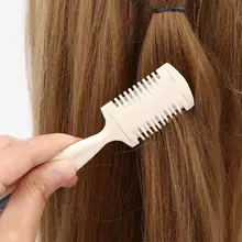 DIY домашний парикмахерский инструмент для макияжа триммер для стрижки волос Бритва Расческа с лезвием для истончения челки длинные волосы красота Стрижка волос пластиковая расческа