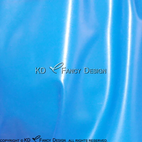 Черная Сексуальная Мини латексная плиссированная юбка с передним открытым и кнопками короткая Резиновая лента Нижняя Униформа DQ-0007 - Цвет: transparent blue