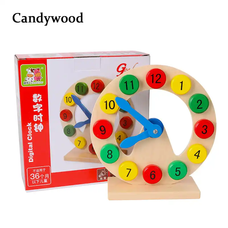 Analog Clock Learning Aid Elementary School Montessori Wooden Mathematics Manipulatives