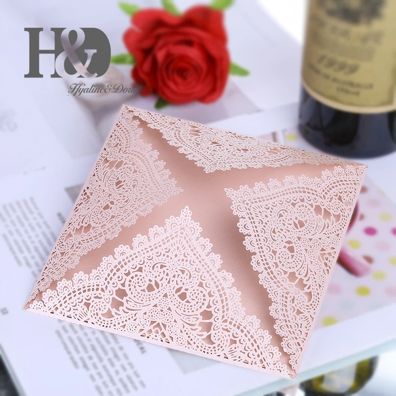 H& D 120 шт Романтический лазерной резки свадебные пригласительные карточки Цветочные Резные узоры свадебные карты полые Свадебные банкетные вечерние принадлежности