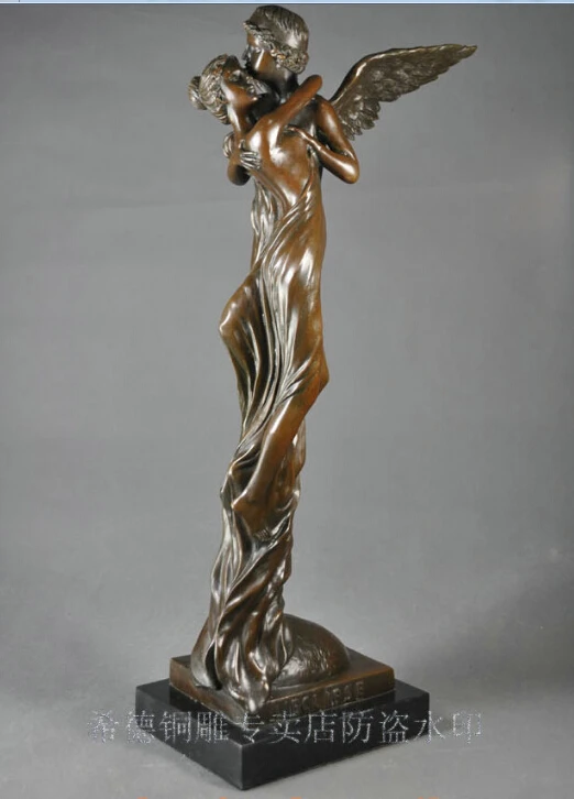 

free Art Deco Sculpture Angel Kiss Bronze Statue fast
