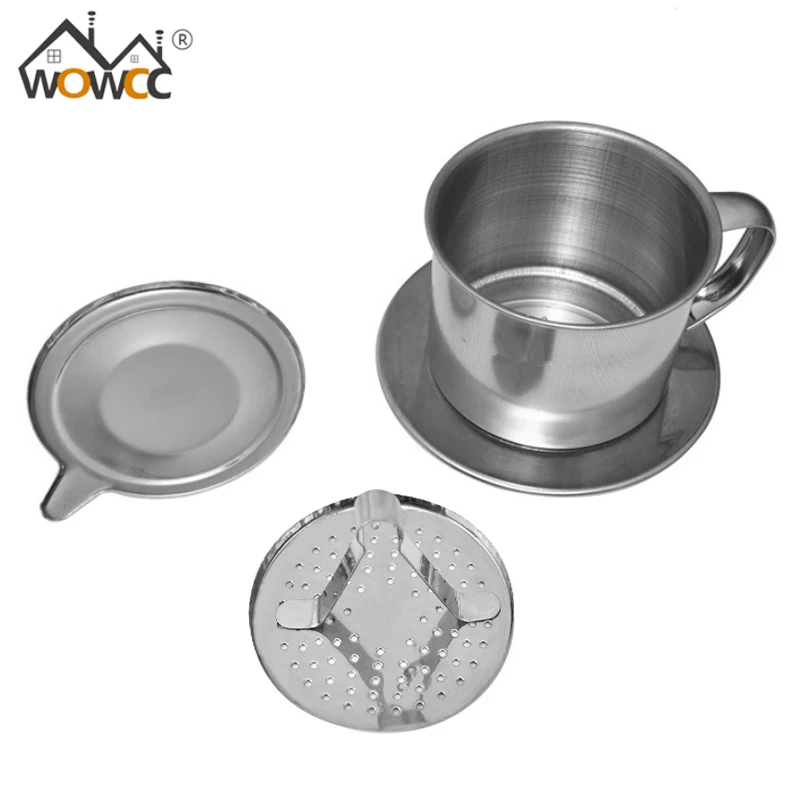 WOWCC 1 набор, портативная Кофеварка из нержавеющей стали, капельный фильтр, кофеварка для заварки, вьетнамский стиль, кофейная кружка, чашка, ситечко, кофейные инструменты