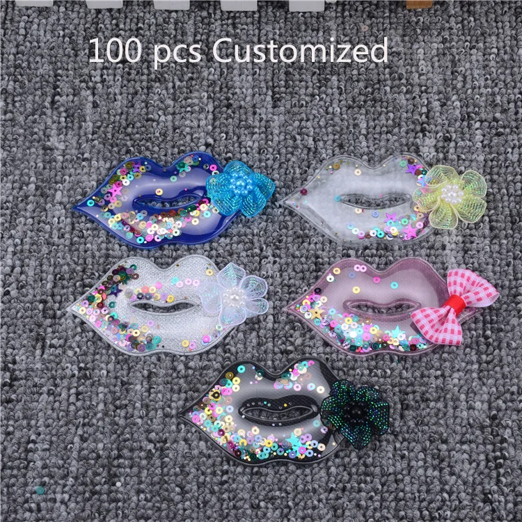 

Lip Hot Drilling patches hot melt adhesive applique Sequin patches for clothing Cute Sew On Fabric Badge DIY Apparel Accessory