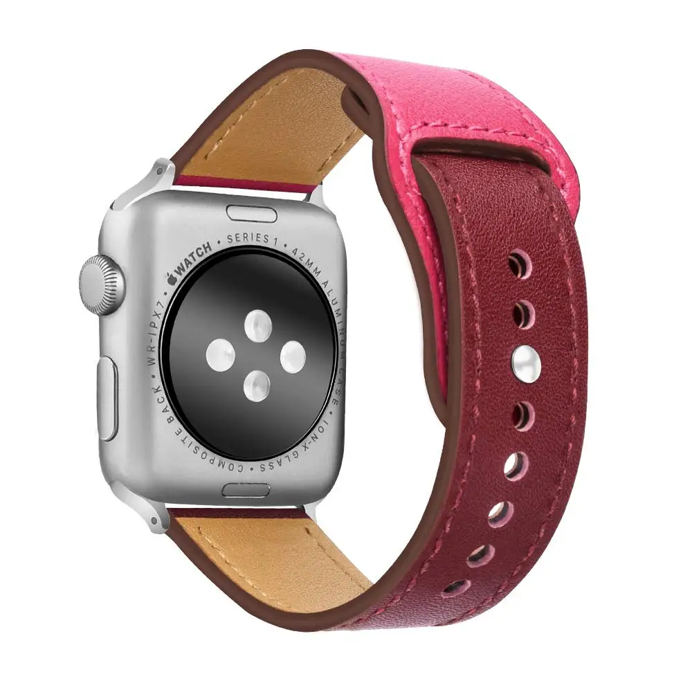 Ремешок для apple watch 42 мм, 38 мм, 44 мм, 40 мм, correa iwatch 3/2, кожаный браслет на запястье, ремень, pulseira, apple watch 4, аксессуары - Цвет ремешка: Wine red