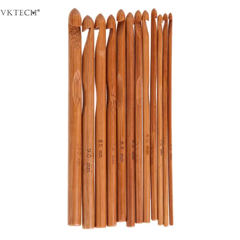 

12pcs/Set Bamboo Handle Knitting Hooks Needles Crochet Handmade Sewing Needles Knit Weave Crafts Home DIY Knitting Crochet Hooks