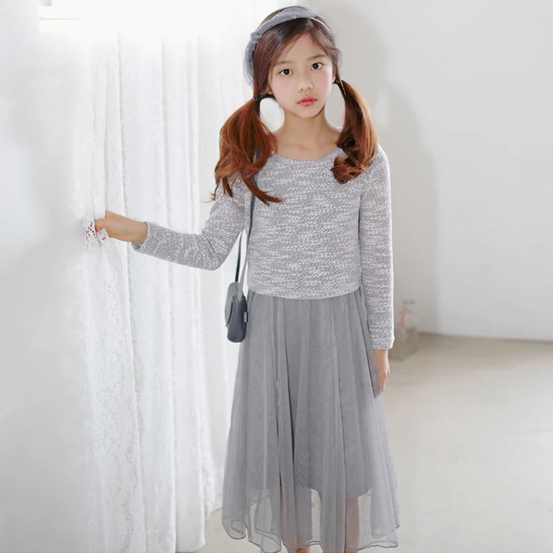 

Brand Girls Two-piece Suit Kids Sweater and Sundress 2019 New Baby Spring Dress Mesh Sleeveless Dress and Tops Kids Set,#3954