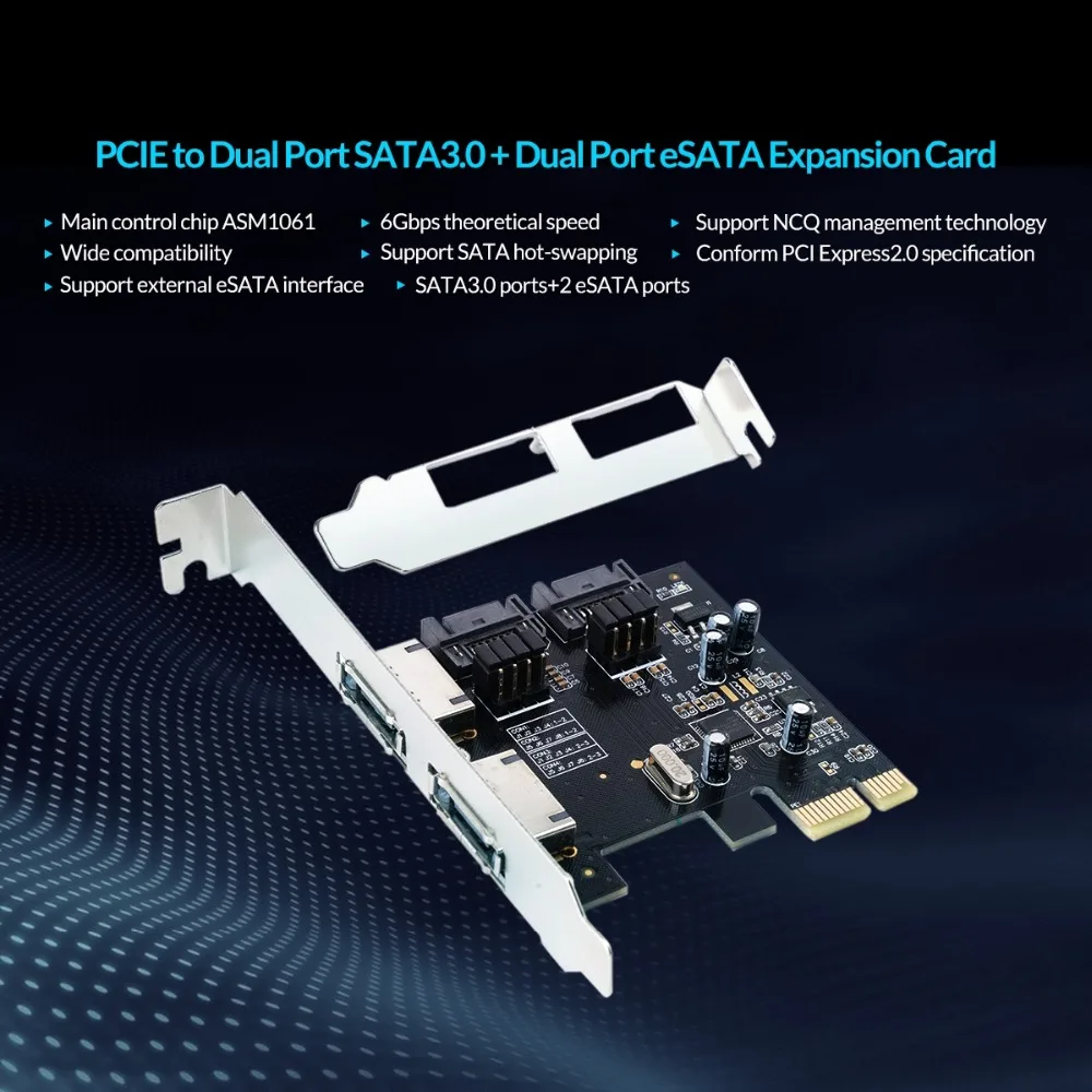 ORICO PCI-E к SATA3.0 и eSATA Расширительная высокоскоростная карта 6 Гбит/с для ноутбука поддержка настольного компьютера