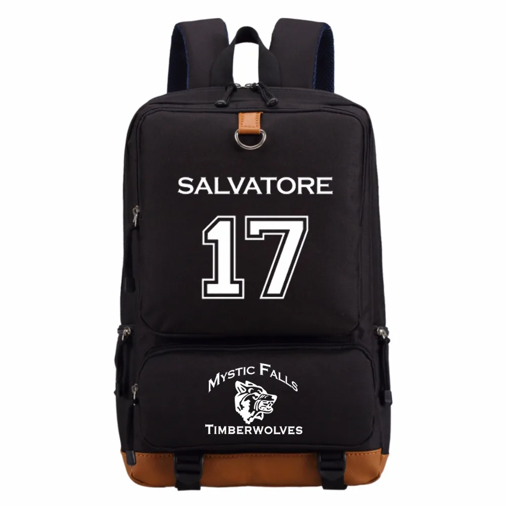 WISHOT The Vampire Diaries Salvatore 17 Canvas backpack for teenagers