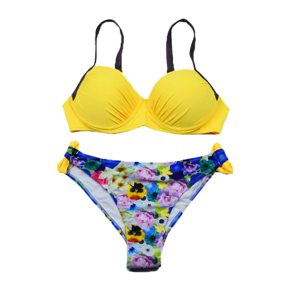 

Sexy Floral Print Low Waist Swimsuit 2019 Bikini Push Up Swimwear Women Vintage Biquini Bathing Suit Maillot de Bain Femme XXL