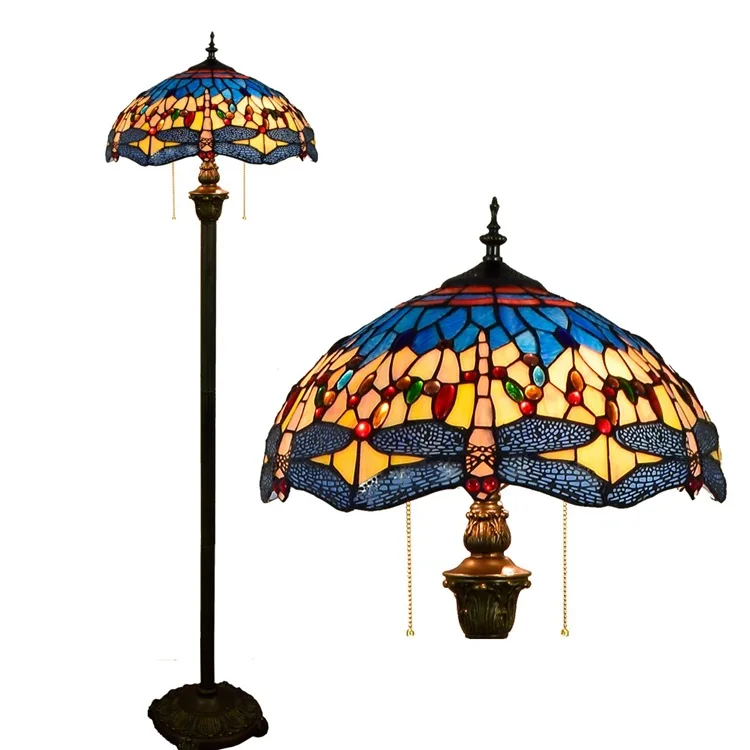 European dragonfly Stained Glass floor lamp for dining room bedroom