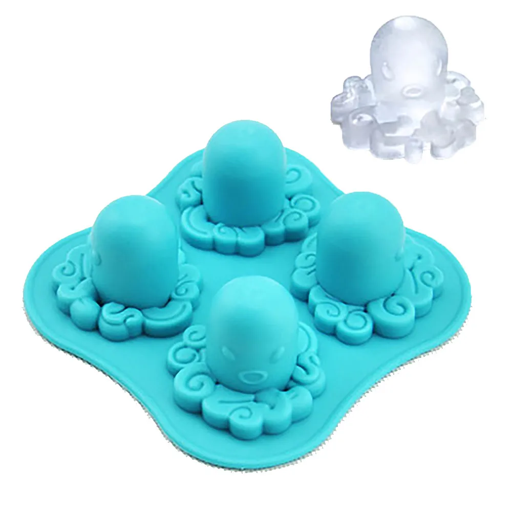 

Ice Cube Mold Silicone 4 Cubes Octopus Shape Ice Cube Mold Tray Storage Containers kichen accessories popsicle molds #BL1