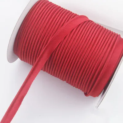 10 мм полиэстер Атлас косой трубопровод с кордом косой привязки ленты для шитья DIY аксессуары ручной работы текстильные лямки 10 м/лот - Цвет: Красный