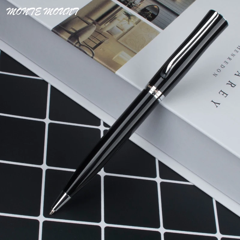 MONTE MOUNT Black and silver Bay Clip Ballpoint Pen with original