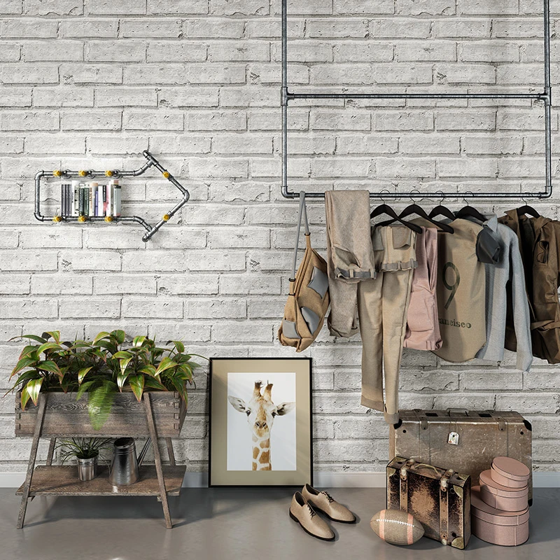 Vintage Rustic White Brick Wallpaper Roll Papel De Parede 3d